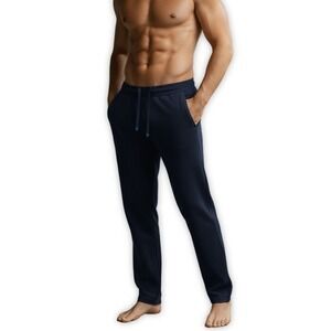 DudeRobe Men's Navy Blue Towel Lined Lounge Pants Sweatpants- Size S/M